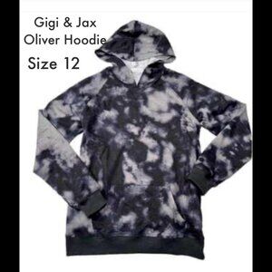 LuLaRoe GiGi & Jax Hoodie black and grey tie dye print NWT